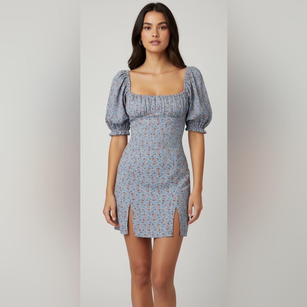 🌟3 for $30🌟 | Lani the Label Felicity Floral Mini Blue Ruched Bodice | S 🕗